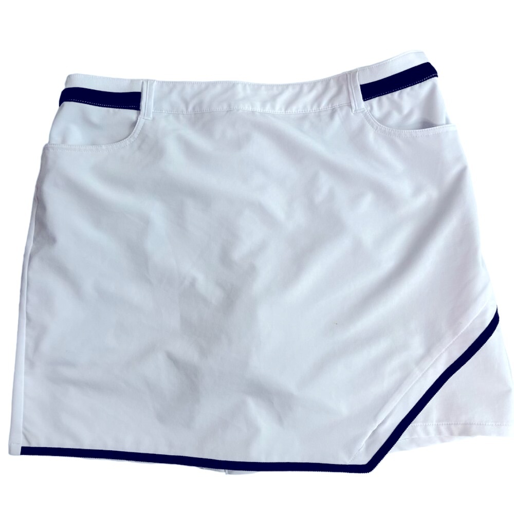 Women's White Athletic Skort with Navy Trim